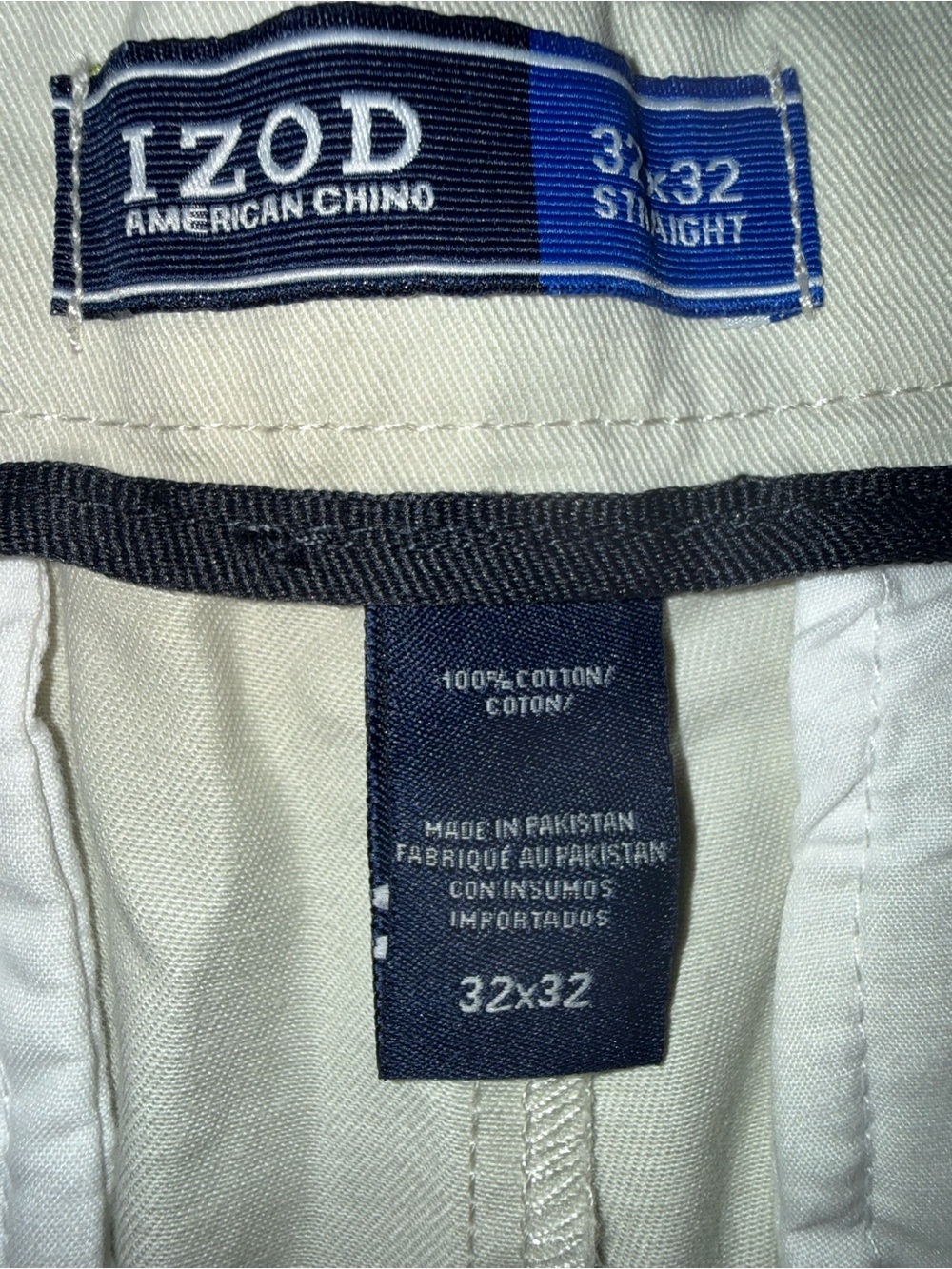 IZOD American Chino Straight Fit Flat Front Pants Silver Birch 32x32 NWT Mens‎ - Picture 4 of 6